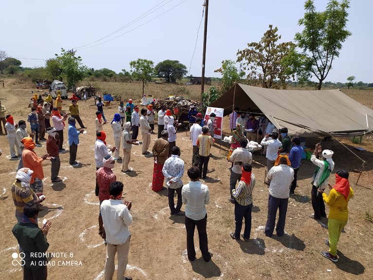 A COVID-19 awareness session in India. Photo: Caritas India